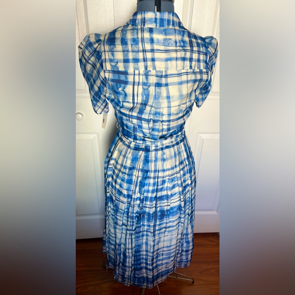 NWT Shoshanna Blue Watercolor Linen Dress - Picture 8 of 17